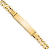 14k Polished Solid Chain/Solid Plate Curb Link 37x8mm Plate 8 inch ID Bracelet